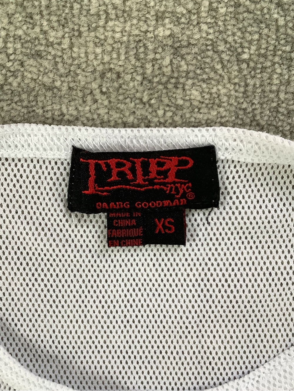 Tripp NYC White Short-Sleeve Sheer Fishnet Mesh Long Tee Sz. XS - Picture 3 of 7